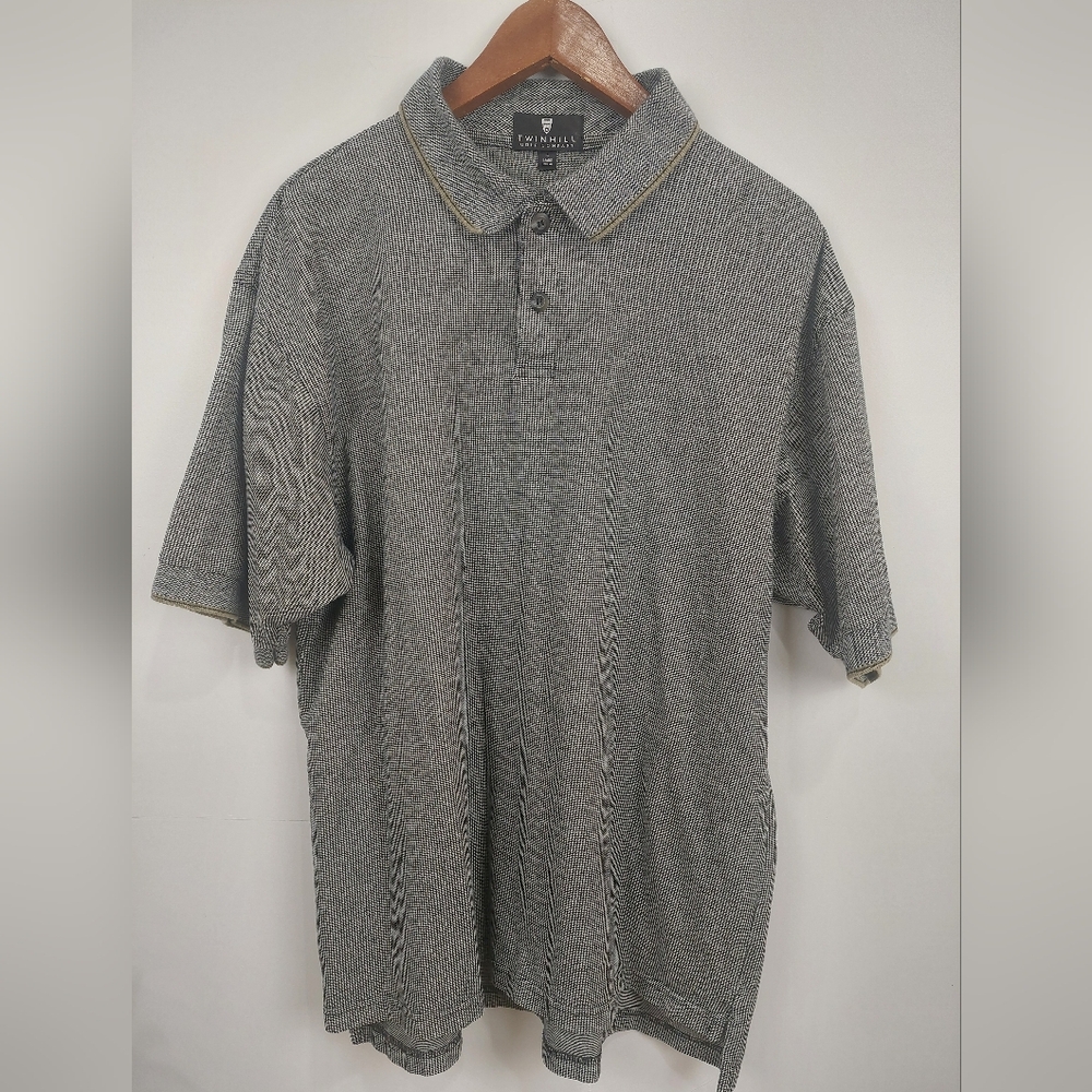 Twin Hill Golf Company Men's Vintage Black and Gray Polo Shirt Size Large